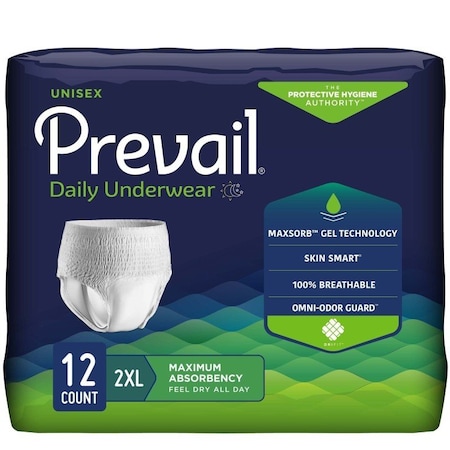 Prevail Daily Underwear Maximum Absorbent Underwear, Extra Extra Large, 48PK PV-517